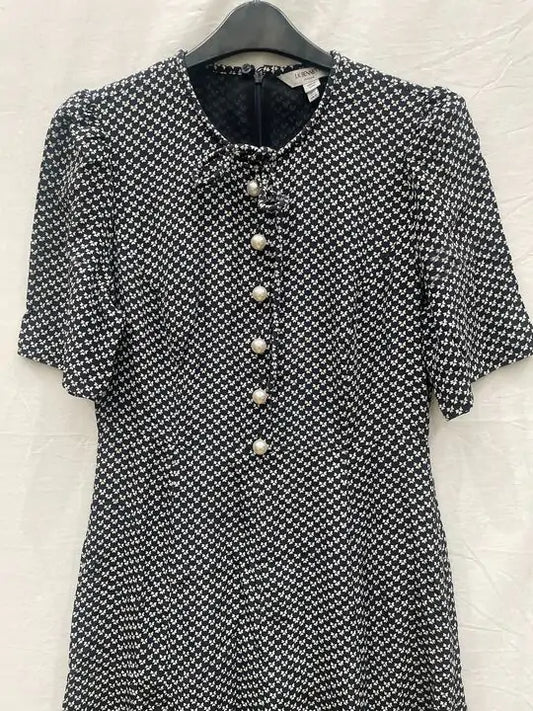 L K Bennett - Black/white Montana Dress Size: Uk 10