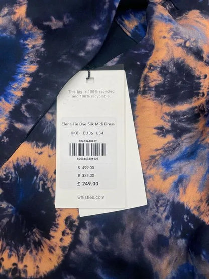 Whistles - Blue Elena Tie Dye Midi Dress Size: Uk 8