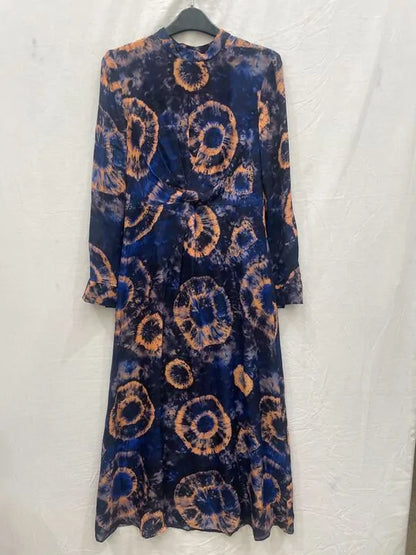 Whistles - Blue Elena Tie Dye Midi Dress Size: Uk 8