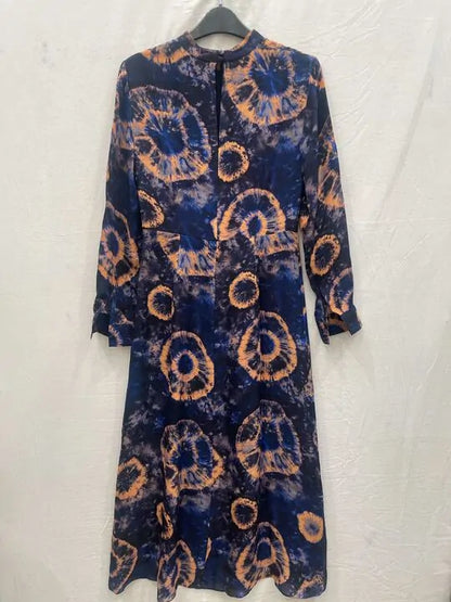 Whistles - Blue Elena Tie Dye Midi Dress Size: Uk 8