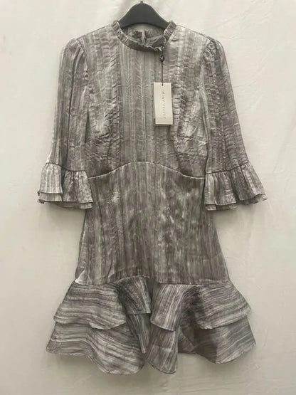 Mint Velvet - Grey Ruffle Mini Dress Size: Uk 8