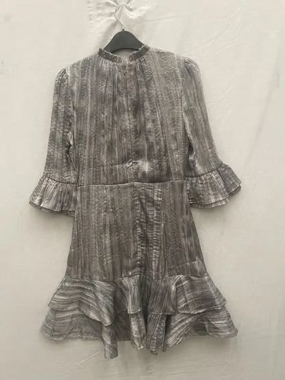 Mint Velvet - Grey Ruffle Mini Dress Size: Uk 8