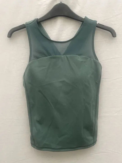 Sweaty Betty - Power Illusion Workout Bra Tank - Cool Forest Green Size: Xs