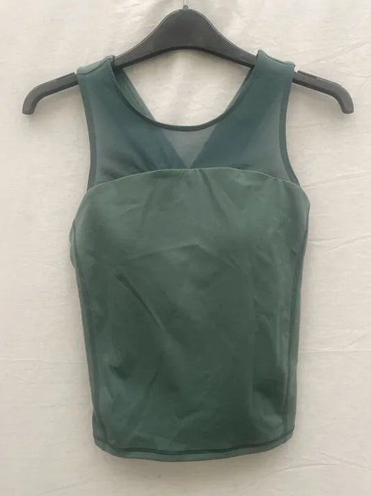 Sweaty Betty - Power Illusion Workout Bra Tank - Cool Forest Green Size: Xs
