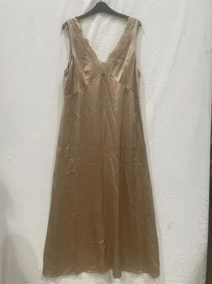 & Other Stories - Blush Slinky Lace Slip Dress - Beige Size: Uk 14