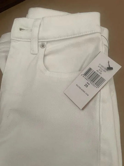 Polo Ralph Lauren - White High Rise Slim Stretch Jeans Size: 25