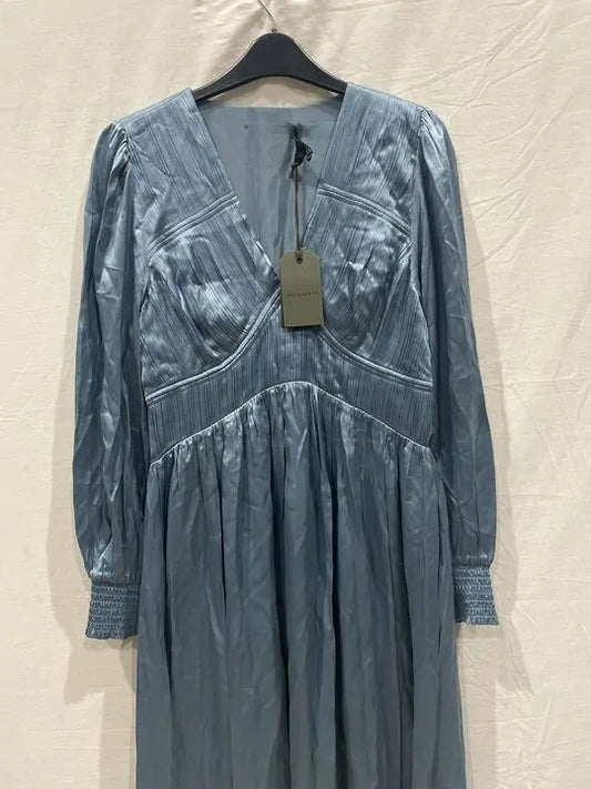 All Saints - Blue Slate Estelle Silk Blenddress Size: Uk 12
