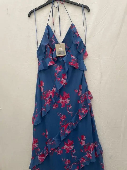 All Saints - Blue Marina Flower Maxi Dress Size: Uk 12