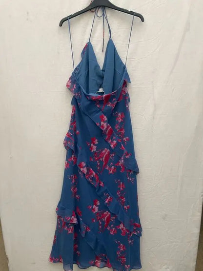 All Saints - Blue Marina Flower Maxi Dress Size: Uk 12