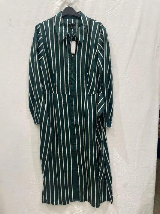 Whistles - Green Petite Alex Stripe Shirt Dress Size: Uk 18