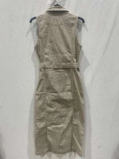 Sosandar - Ecru Stripe Denim Blazer Dress Size: Uk 10