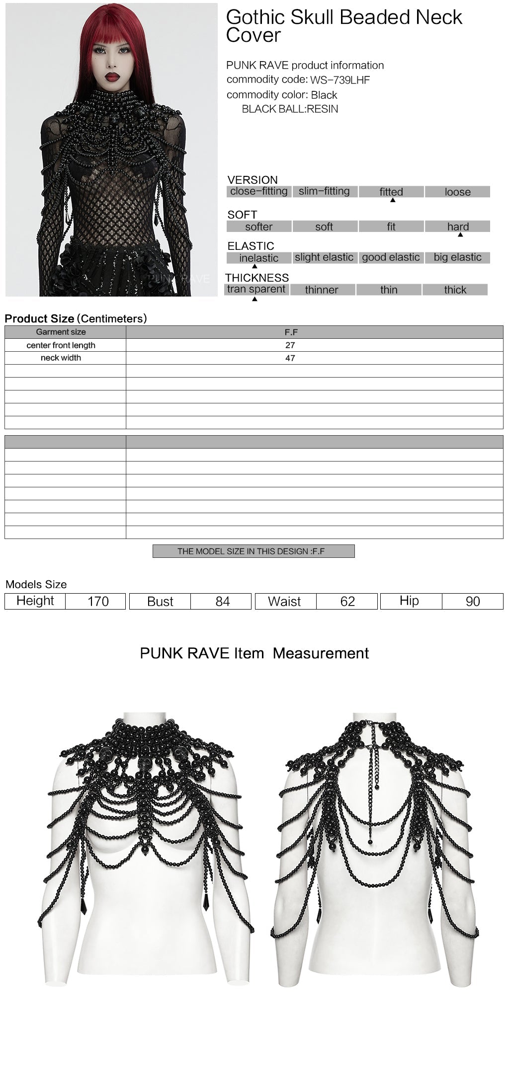 Punk Rave Aphrodite Beaded Necklace - Gothic Fashion Accessory