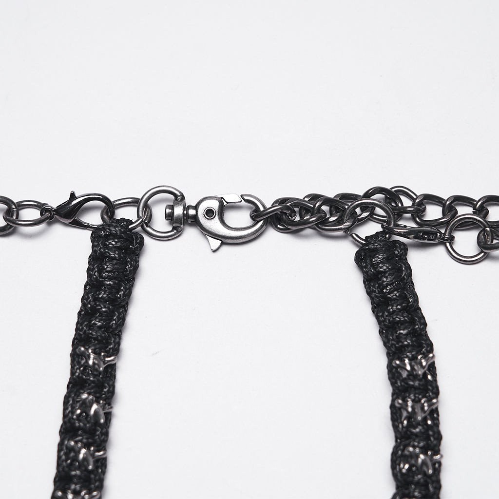 Punk Rave Doomsday Punk Snake-Wrapped Skull Necklace