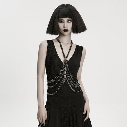 Punk Rave Doomsday Punk Snake-Wrapped Skull Necklace