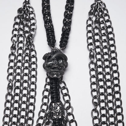 Punk Rave Doomsday Punk Snake-Wrapped Skull Necklace