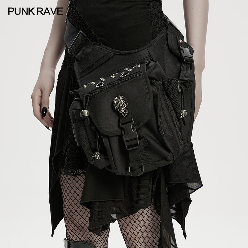 Punk Rave Techwear Skull Waist–Leg Bag