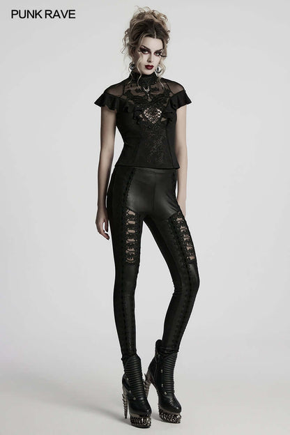 Punk Rave Gothic Applique Top