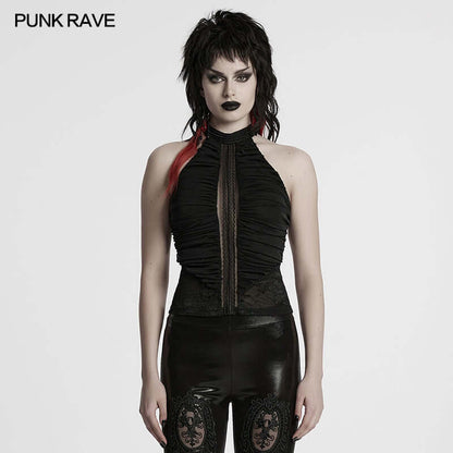 Punk Rave Kalliope Pleated Halter Neck Top