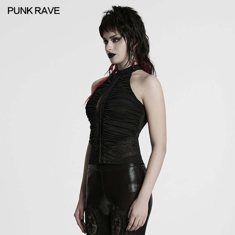 Punk Rave Kalliope Pleated Halter Neck Top
