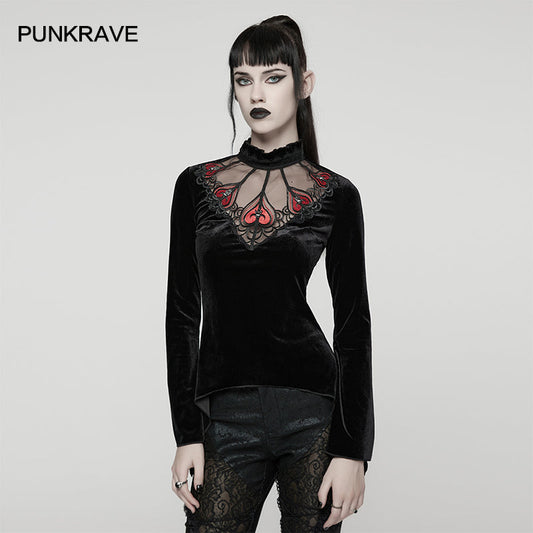 Punk Rave Belladonna Demon’s Hand Velvet T-Shirt in Red
