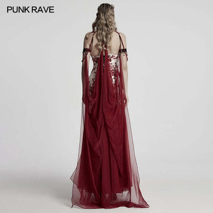 Punk Rave Dark Night Vampire Cloak in Red