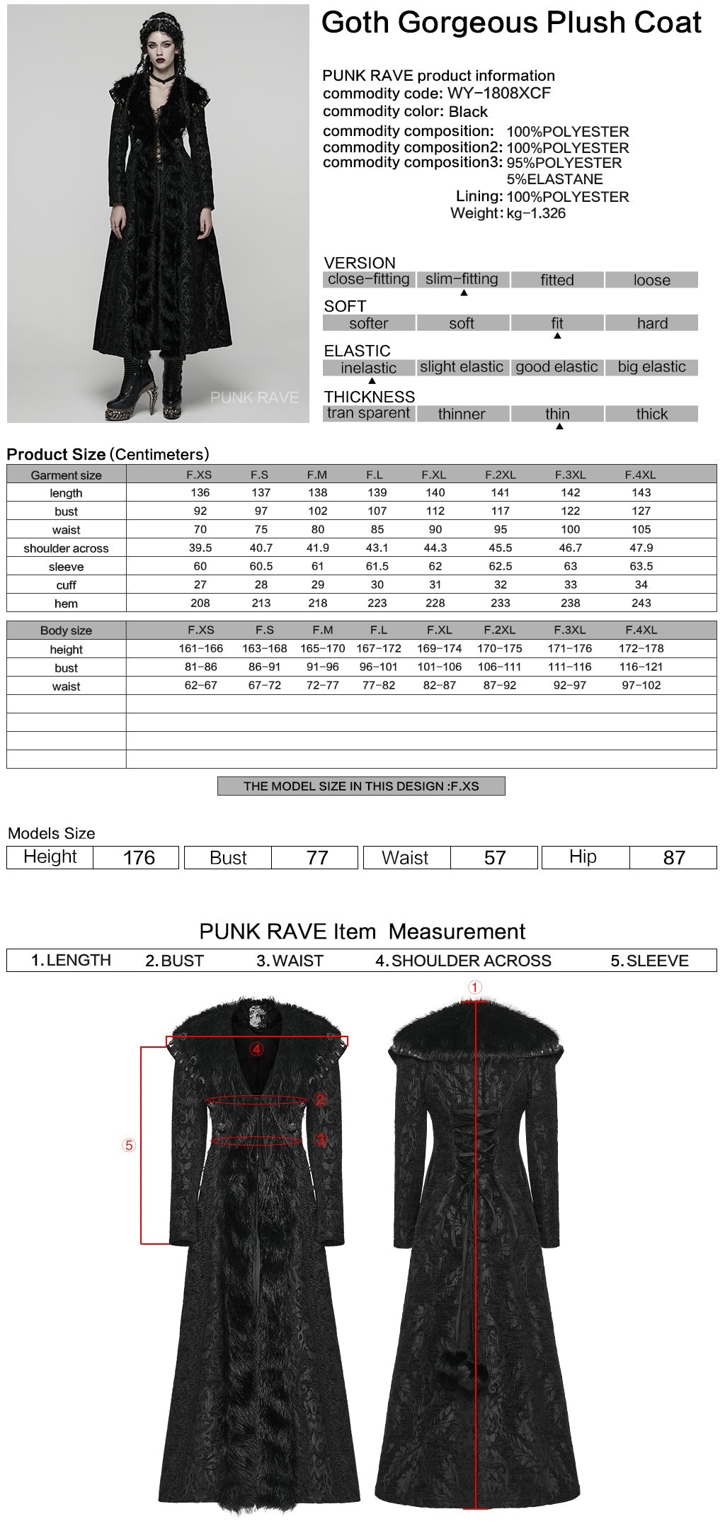 Punk Rave Goth Gorgeous Plush Coat