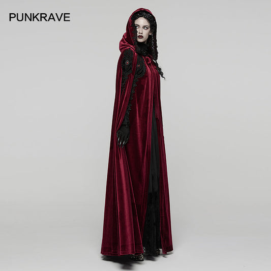 Punk Rave Seraphiel Gothic Velvet Cloak – Blood Red