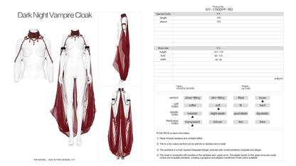 Punk Rave Dark Night Vampire Cloak in Red