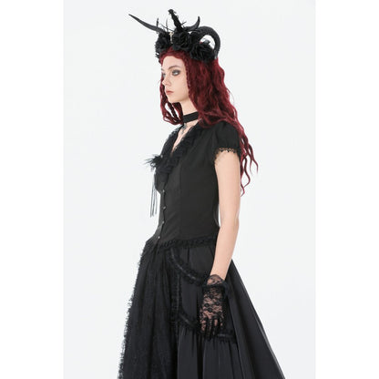 Dark in Love Courtly Cross Gem Gothic Blouse