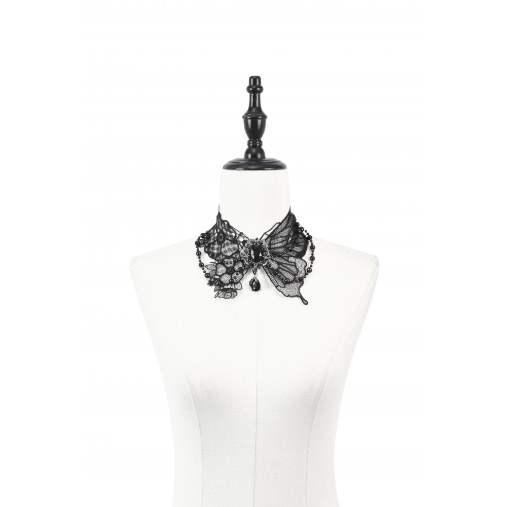 Dark in Love Lysandra Butterfly Lace Beaded Collar