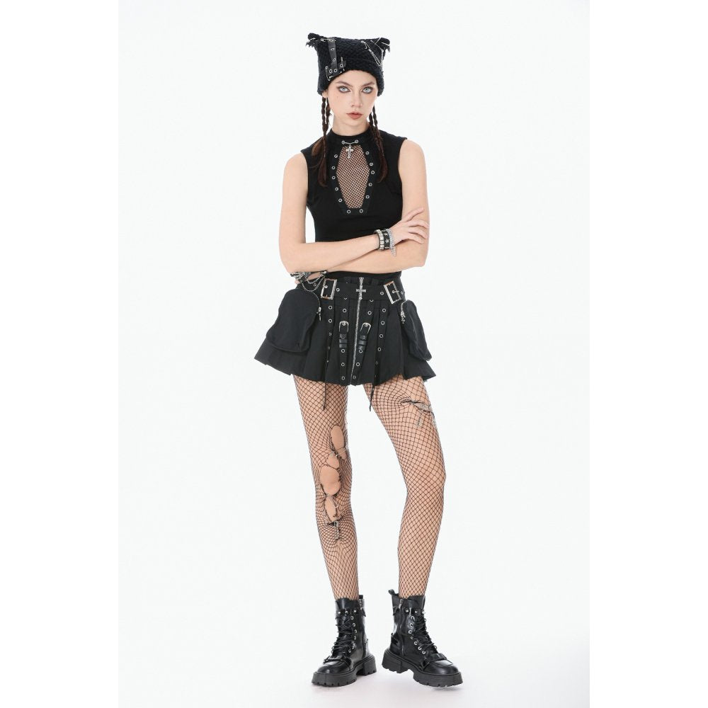 Dark in Love Punk Coffin Mesh Panel Top