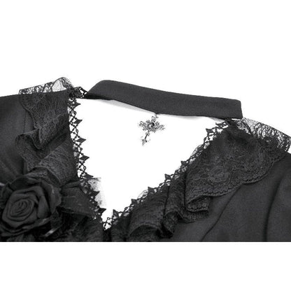 Dark in Love Courtly Cross Gem Gothic Blouse