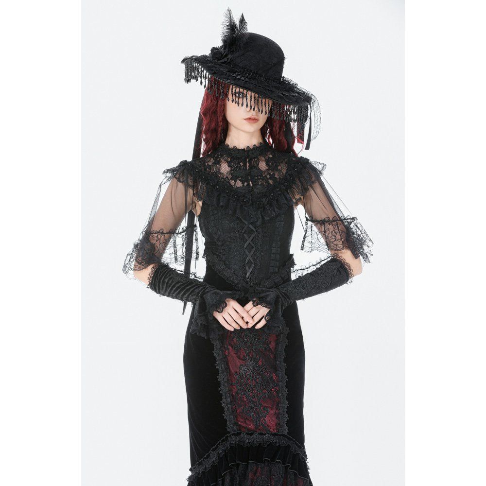 Dark in Love Morwenna Gothic Lace Ruffle Capelet