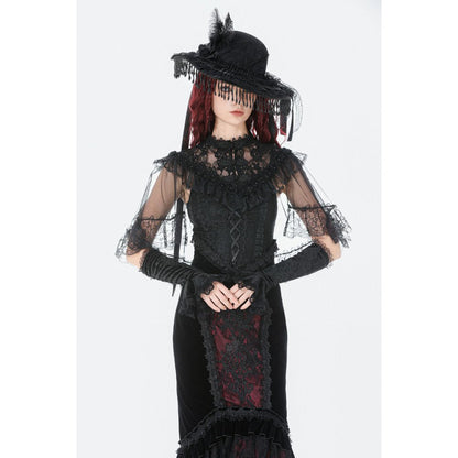 Dark in Love Morwenna Gothic Lace Ruffle Capelet