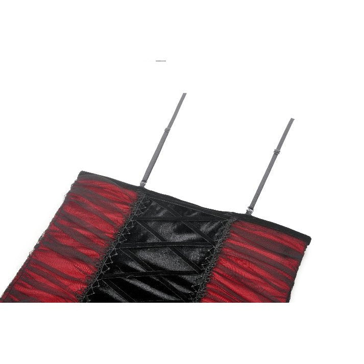 Dark in Love Lilith Red & Black Mesh Panel Goth Gown