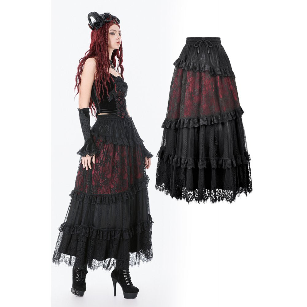 Dark in Love Dark Spliced Lace Maxi Skirt