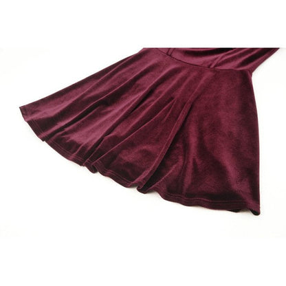 Dark in Love Verity Burgundy Velvet Dress with Black Gothic Lace