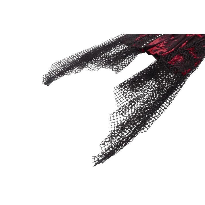 Dark in Love Bellatrix Red & Black Mesh Asymmetrical Dress