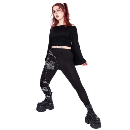 Heartless Arhana Spiderweb Leggings with Lace Up Feature