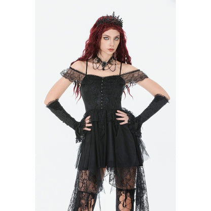 Dark in Love Morgana Gothic Off-Shoulder Lace Hem Dress
