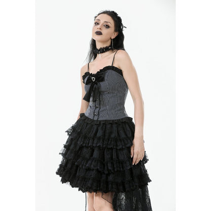 Dark in Love Belladonna Tiered Lace High-Low Goth Skirt in Black