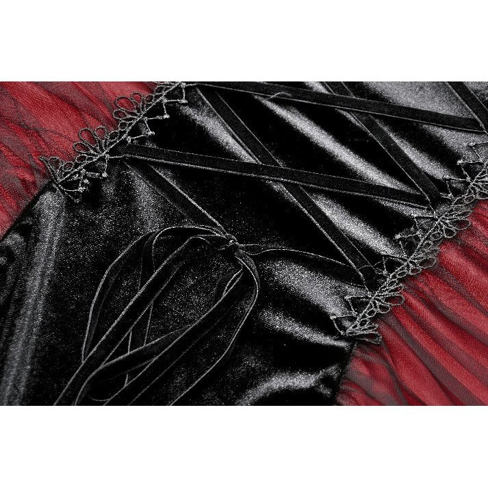 Dark in Love Lilith Red & Black Mesh Panel Goth Gown