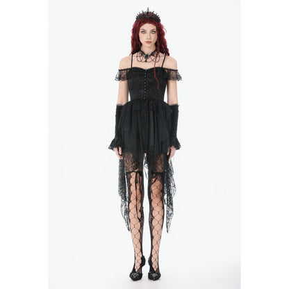 Dark in Love Morgana Gothic Off-Shoulder Lace Hem Dress