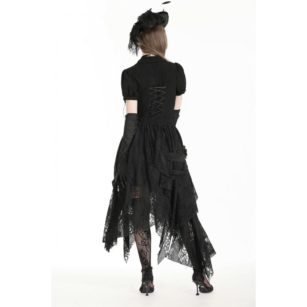 Dark in Love Abella Distressed Lace Midi Skirt