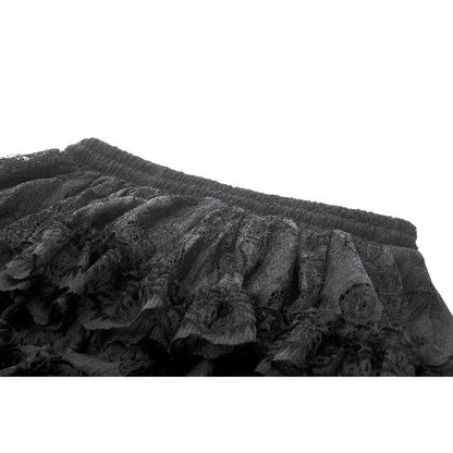 Dark in Love Belladonna Tiered Lace High-Low Goth Skirt in Black
