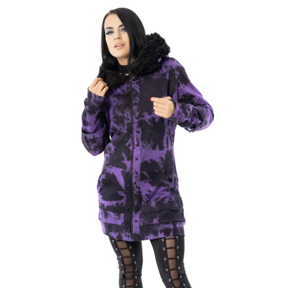 Heartless Catriona Black and Purple Tie Dye Hooded Jacket