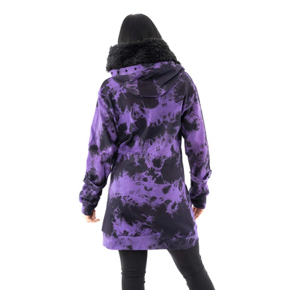 Heartless Catriona Black and Purple Tie Dye Hooded Jacket