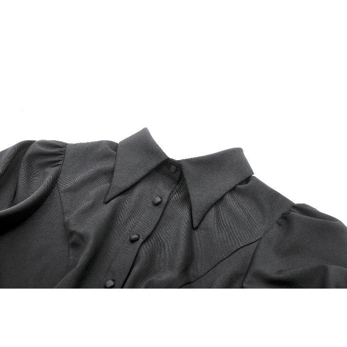 Dark in Love Viktoria Lace Ruffle Gothic Blouse in Black