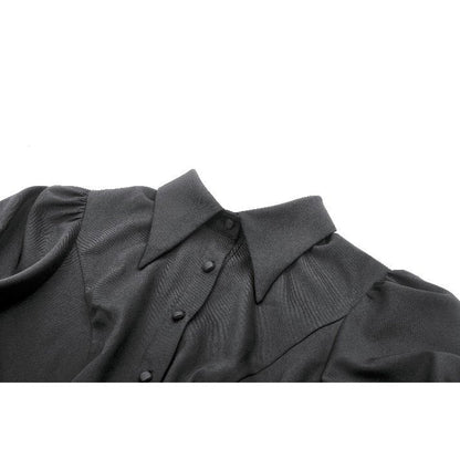 Dark in Love Viktoria Lace Ruffle Gothic Blouse in Black