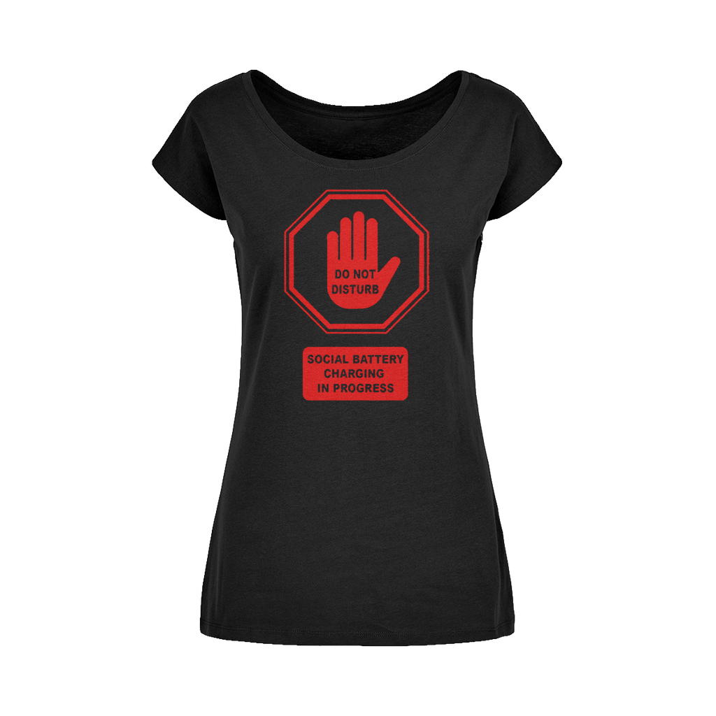 Do Not Disturb - Red Print Wide Neck Womens T-Shirt